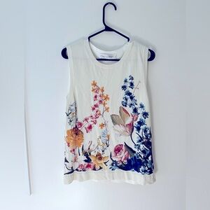 | Oscar de la Renta cotton blend floral top |